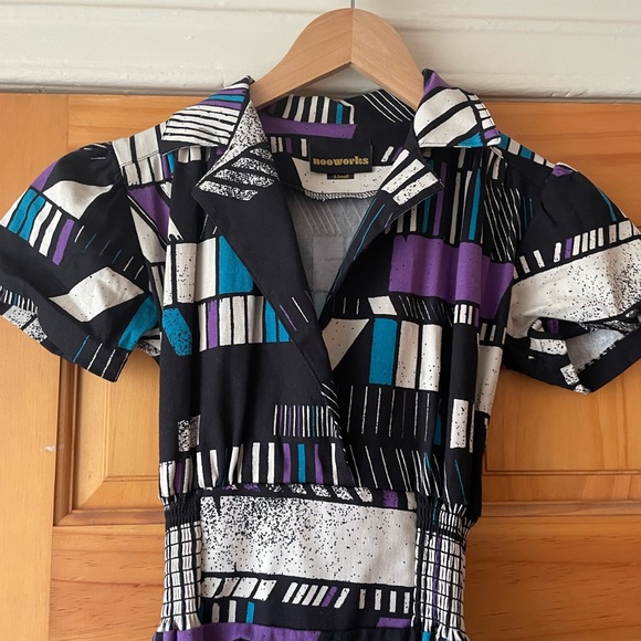 NWOT Nooworks Purple, White and Black Leah Dress - Picture 3 of 3